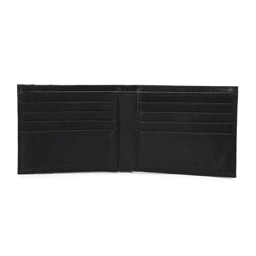 Black leather wallet for men - Woodland