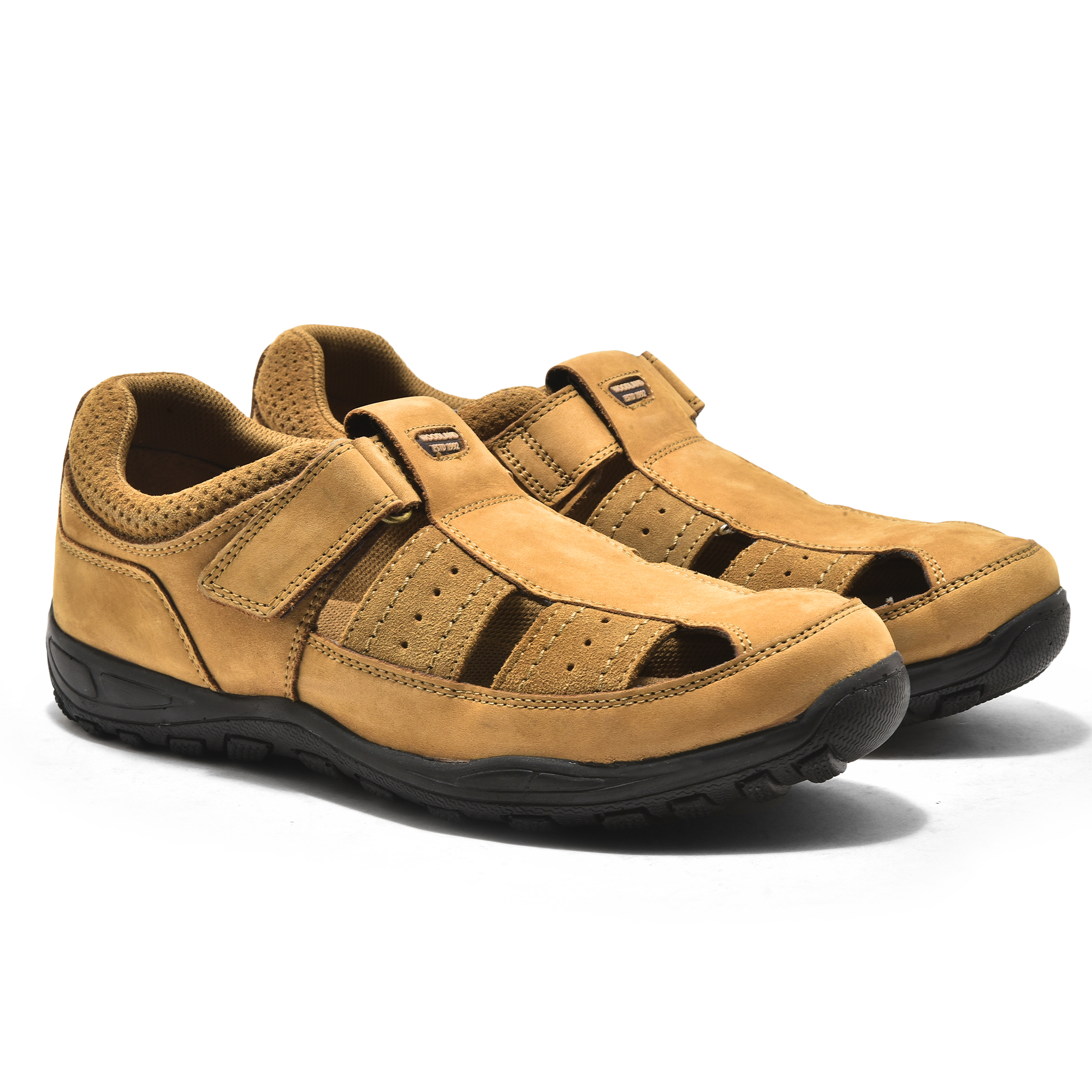 Men's Closed-Toe Leather Sandals Breathable Outdoor Footwear